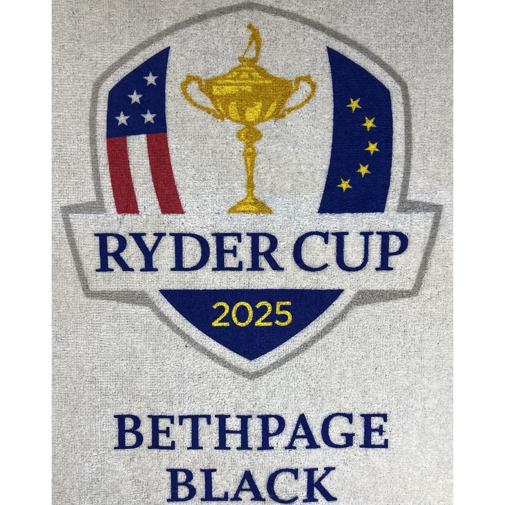 2025 Ryder Cup Bethpage Black Golf Towel Carabiner 16x25 Navy Blue Edge Design⛳️